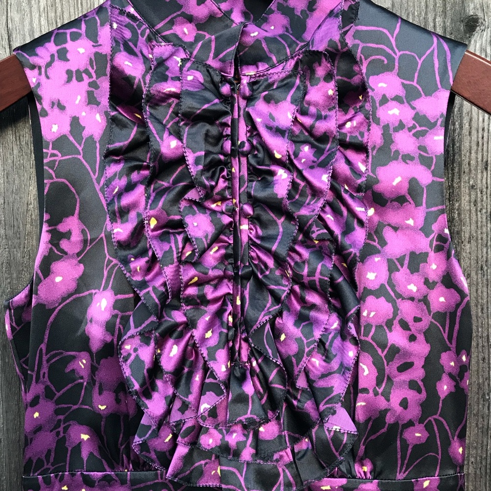 Tory Burch LOU LOU 100% Silk Ruffle Floral Dress 4